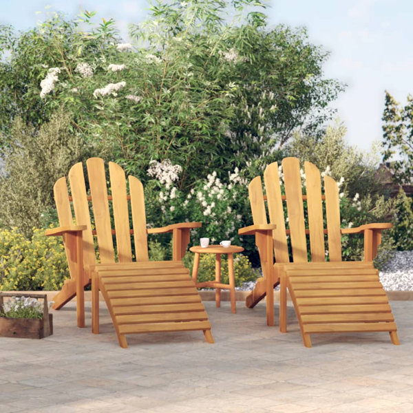 Highland Dunes Garden Adirondack Chairs With Footrests 2 Pcs Solid Wood